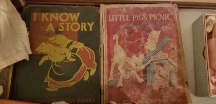 Vintage children's books, Little Pigs Picnic and I know a story 1930's