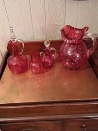 Applied Handles Ruby Glass Pitchers