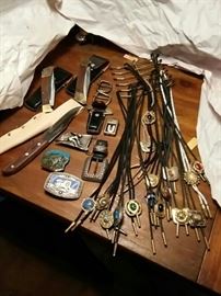 Bolo Ties, Knives, and Belt Buckles