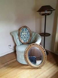 Chair, Lamp, Mirror, Mirror Frame