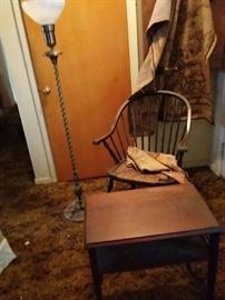 Chair, Lamp, Table, Tapestries