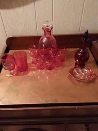 Ruby Decanters, Glasses, and More