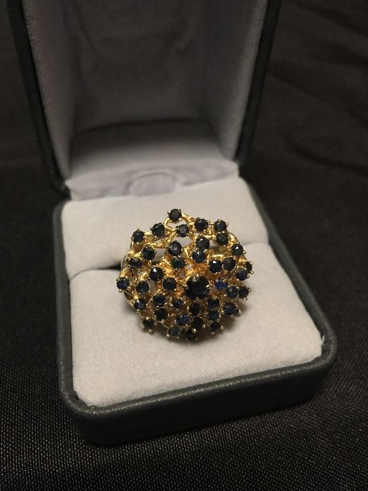 Domed Sapphire Ring in 14K Gold