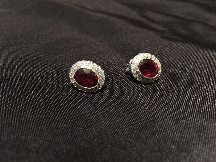Pink Tourmaline Earrings with Gold Halo in 14K Gold.  Appraisal value of $3200