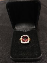 14K tourmaline with diamond halo ring