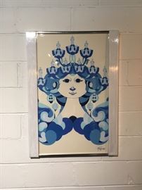 Vintage Original Late Mid Century Modern Bjorn Wiinblad Saint Lucia Art Print