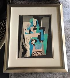 Vintage Pablo Picasso Framed Lithograph Print The Italian Woman 36 x 30 MCM