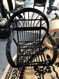 Pair of Vintage 1970s Bentwood Rattan Bamboo Lounge Chairs Mid Century Modern