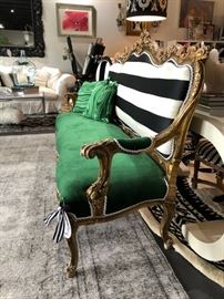 Turn of the Century Gilt Louis XVI Style Sofa with Contemporary Upholstery