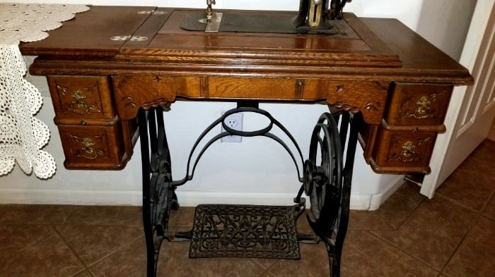 Antique Treadle Sewing Machine by Montgomery Wards  "Improved High Arm - 1800s"