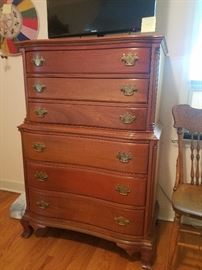 Cherry tall boy chest of drawers