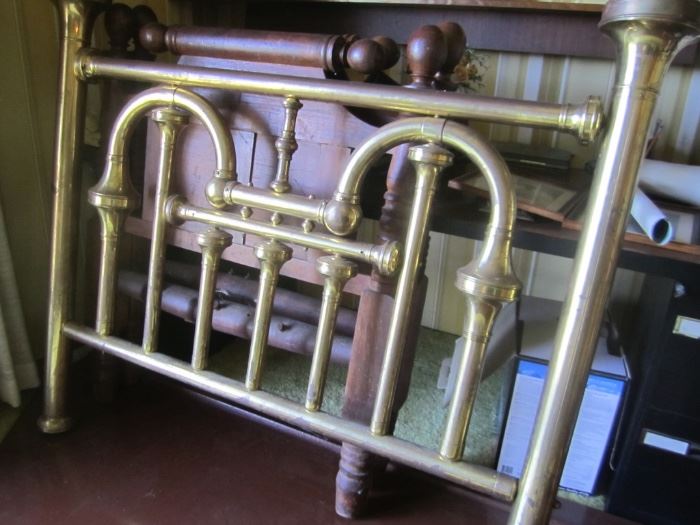 BRASS BED AND FOOTBOARD