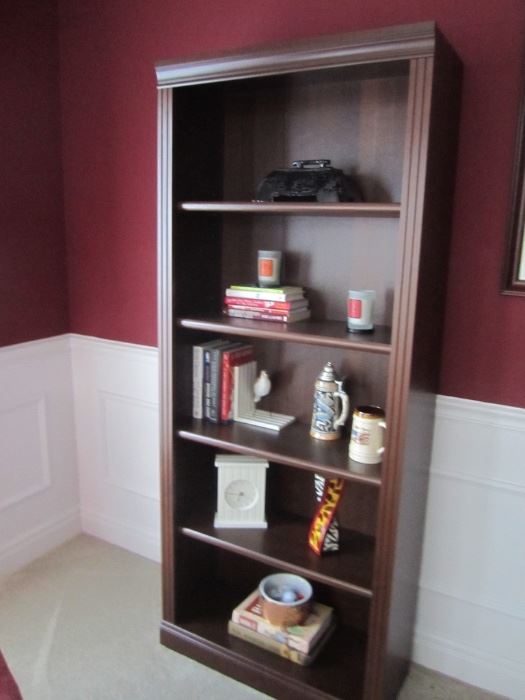 PAIR OF BOOK CASES AND DECOR
