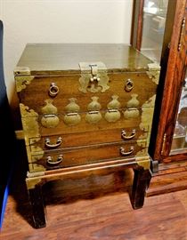 Antique chest with drop down front piece and drawers. Highly unusual.