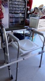 Handicapped toilet chair for bedside or bathroom.