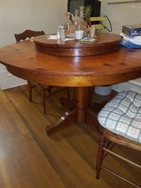Pine Table,and chairs w/ lazy Susan 