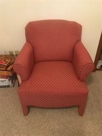 Red fabric chair from Johnson furniture
