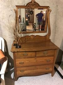 Beautifully restored chest with carved mirror