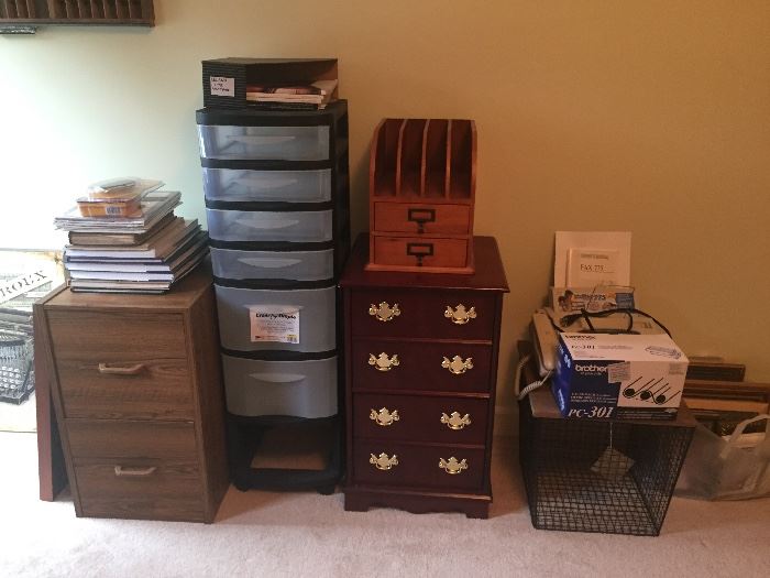 Filing drawers, office items, etc