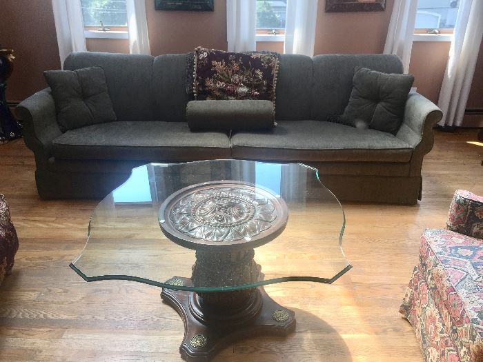 Vintage glass top table 