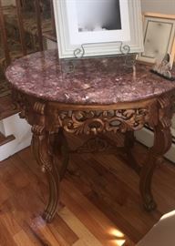 Vintage pink marble top table 