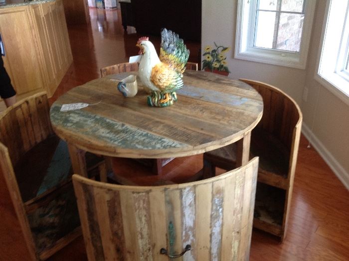 Reclaimed Wood Barrel Table & Chairs