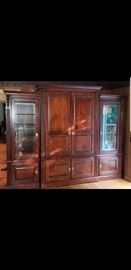Ethan Allen 3 section entertainment cabinet, modular, center section top and bottom cabinets