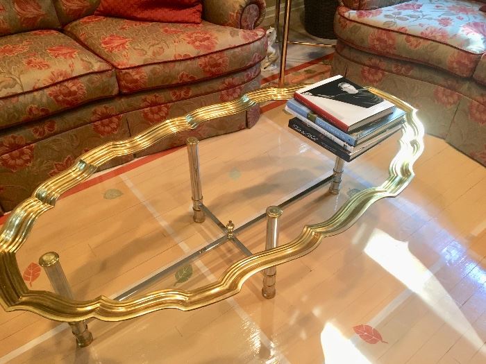 Fab brass & glass tray top table 