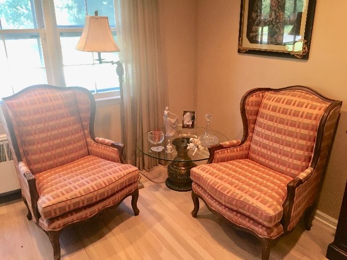 Pair matching wing chairs 