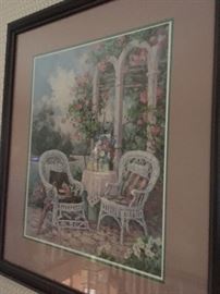 Framed print of Whicker patio chairs