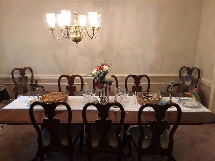Formal dining table and 8 chairs