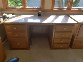 Oak with glass top