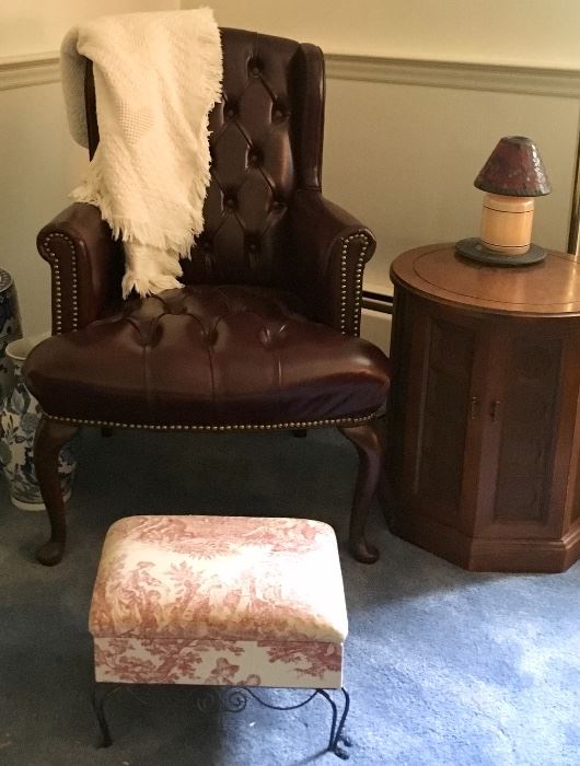 Pair Maroon Tufted Chairs