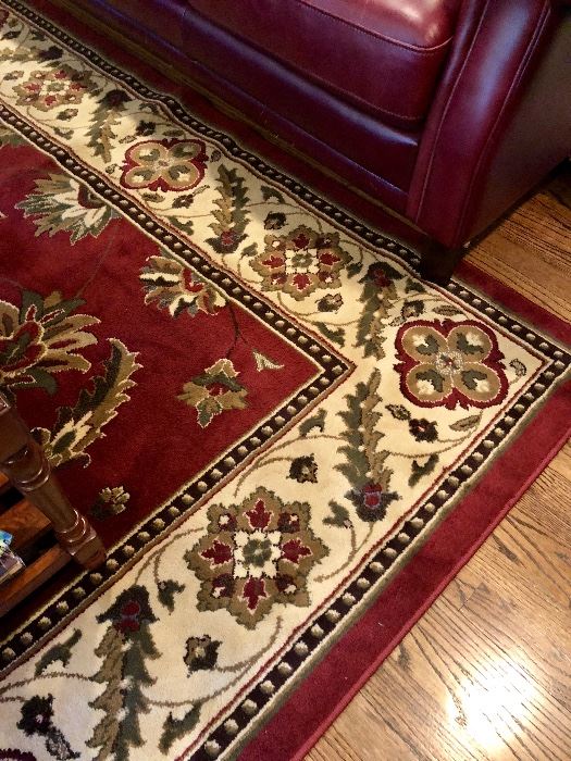 Area Rug in Cream, Red and Sage