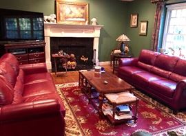 Rich Burgundy Leather Sofas