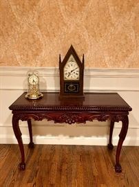 Contemporary Carved Wood Console Table