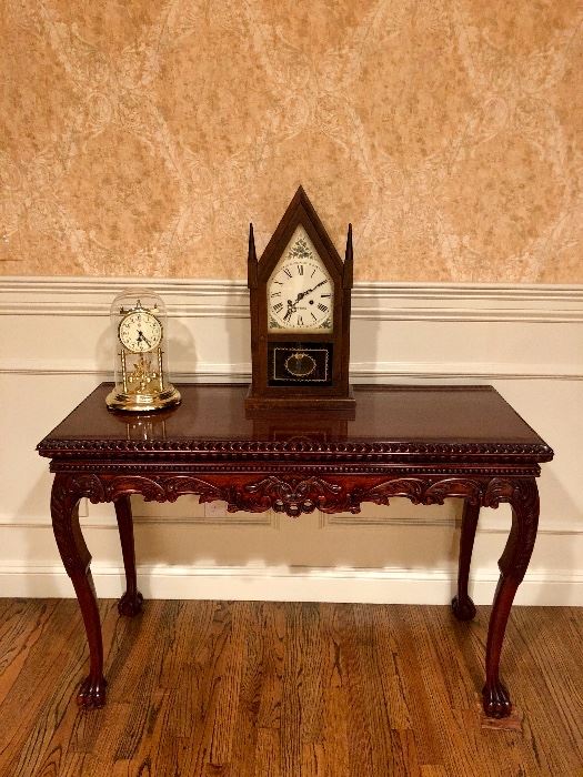 Contemporary Carved Wood Console Table