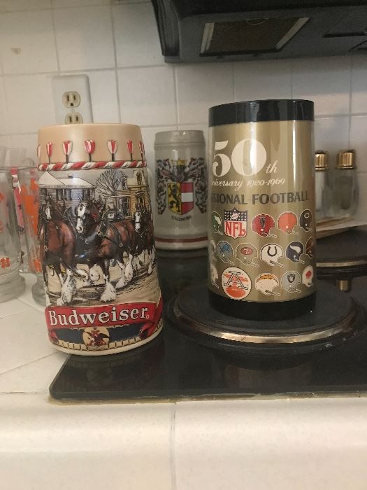 Collector steins- Budweiser and 50th NFL  Anniversary  Steins