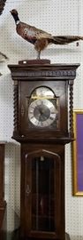 grandfather clock, pheasant