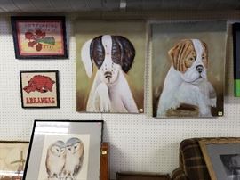 Razorbacks, owls, dogs art