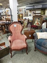 Victorian rosewood chair, home accessories in background