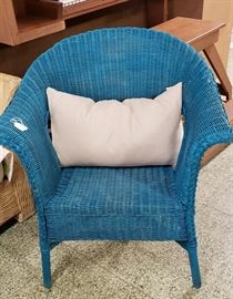 blue wicker chair