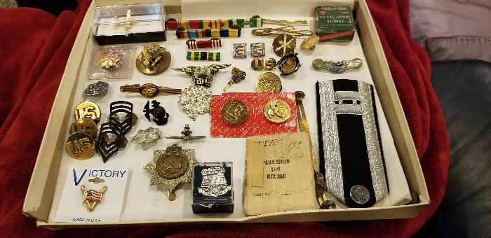 Large Collection of Military Badges, Patches, Pins and more