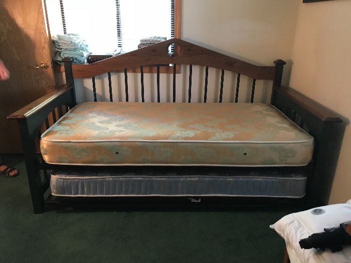 Darling Trundle Bed.  Both Mattresses in Good Shape.  This was made to last!! 