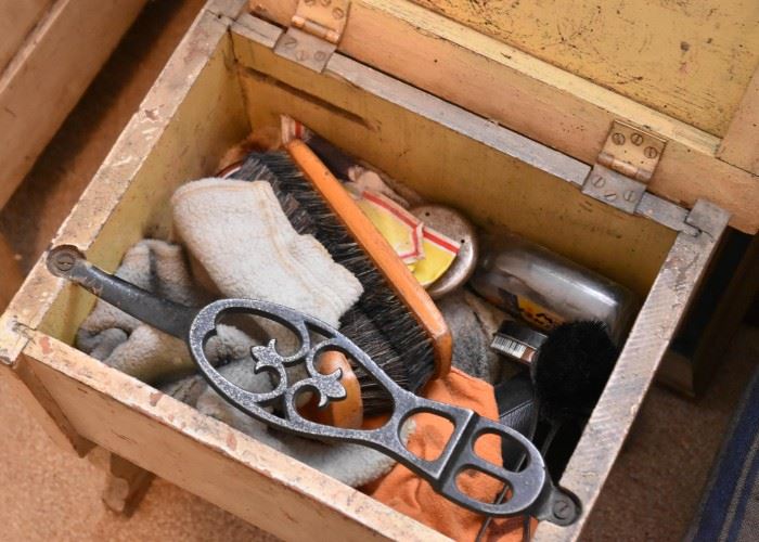 Shoe Shine Box with Contents