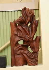 Original Abstract Keyaki Wood Carving / Sculpture 