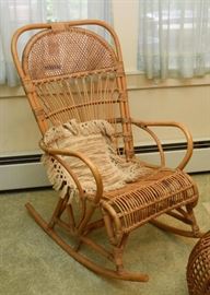 Bamboo & Rattan Rocking Chair with Ottoman