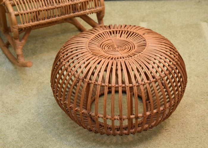 Bamboo & Rattan Rocking Chair with Ottoman