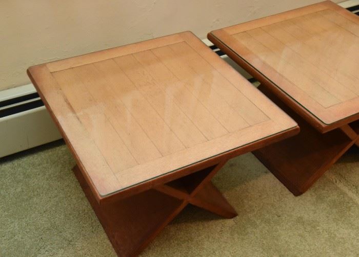 Vintage Wood End Tables ("X" Design)