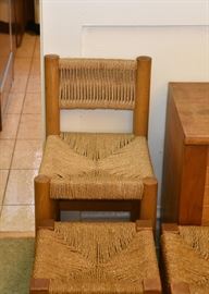 Wood & Rattan Low Chair
